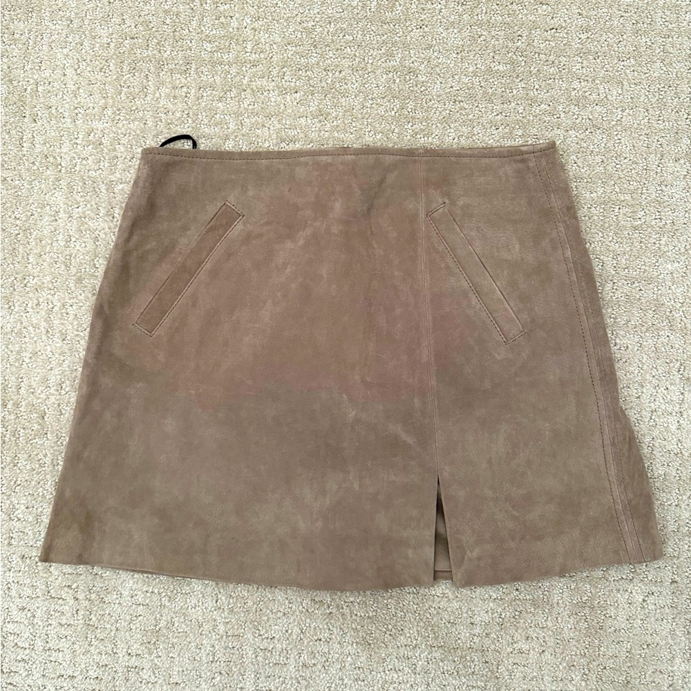 Suede skirt, tan, size small